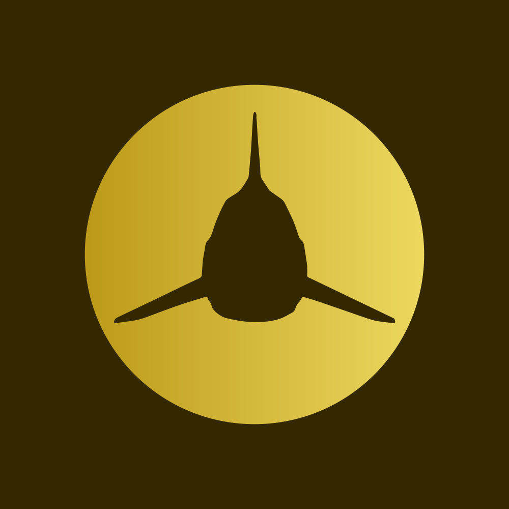 Golden Shark logo: a shark fin in a gold circle